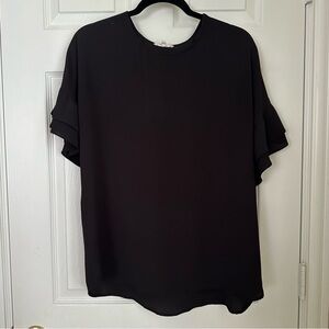 Black crepe Pleione top